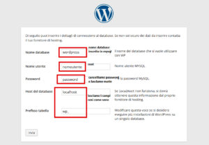 Come installare WordPress in locale con Xampp - guida passo passo 10 compilare-campi-WordPress-fase-1