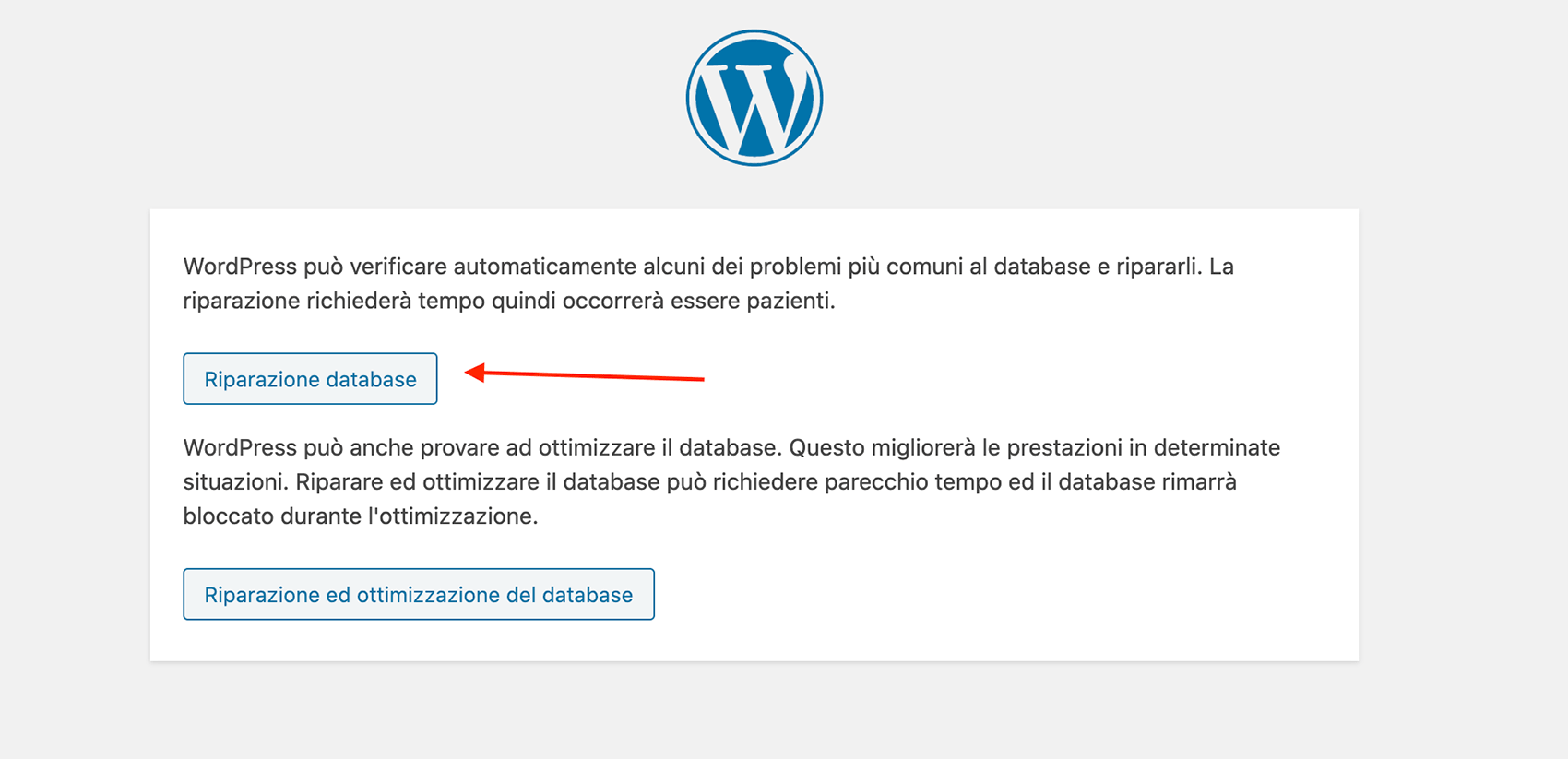 Come riparare un database corrotto di WordPress 3 comando ripara database
